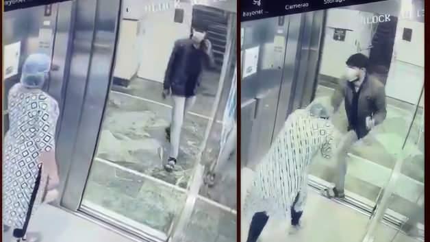Hastane asansöründe kolyeli gasp anı güvenlik kamerasında
