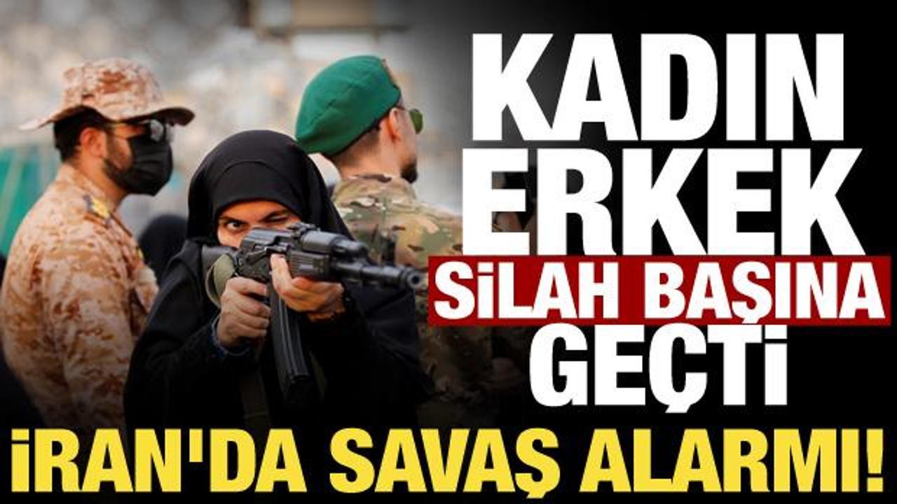 İran'da dikkat çeken savaş hazırlığı! Kadın erkek eğitime alındı