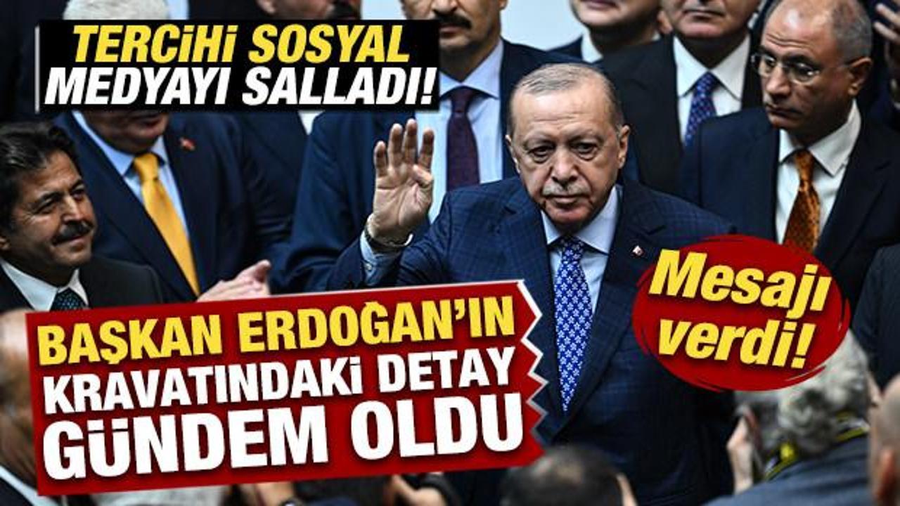 Başkan Erdoğan'ın kravatındaki detay gündem oldu! Sosyal medyayı salladı! Mesajı verdi